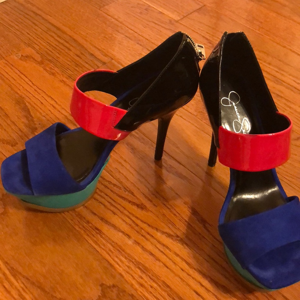 Cute platform Jessica Simpson Patent Suede heels